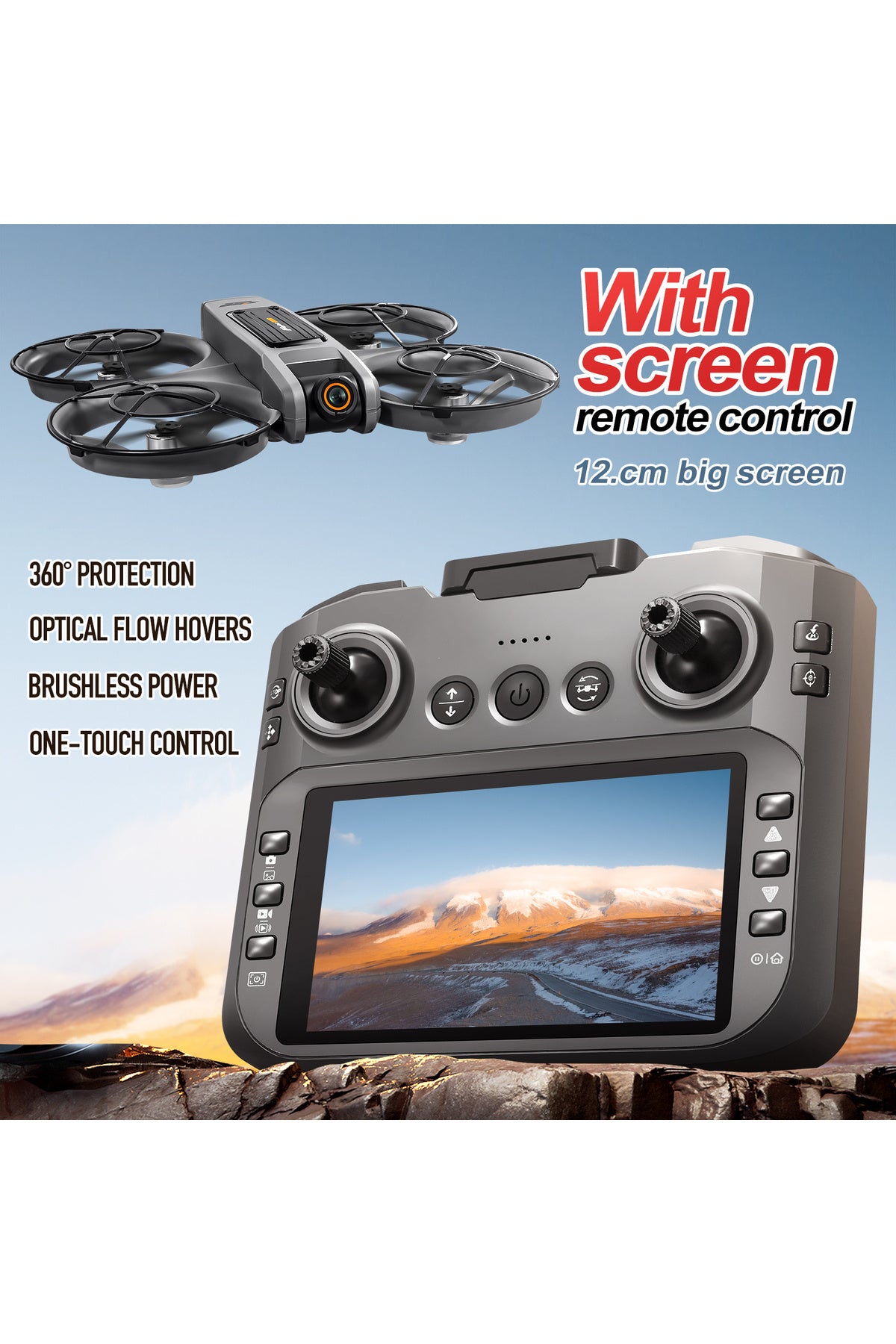 Soundwave Noe - Drone GPS LCD Kumanda ekranlı pervane korumalıklı çarpışma sensörlü (OTOMATİK GERİ DÖNÜŞ)