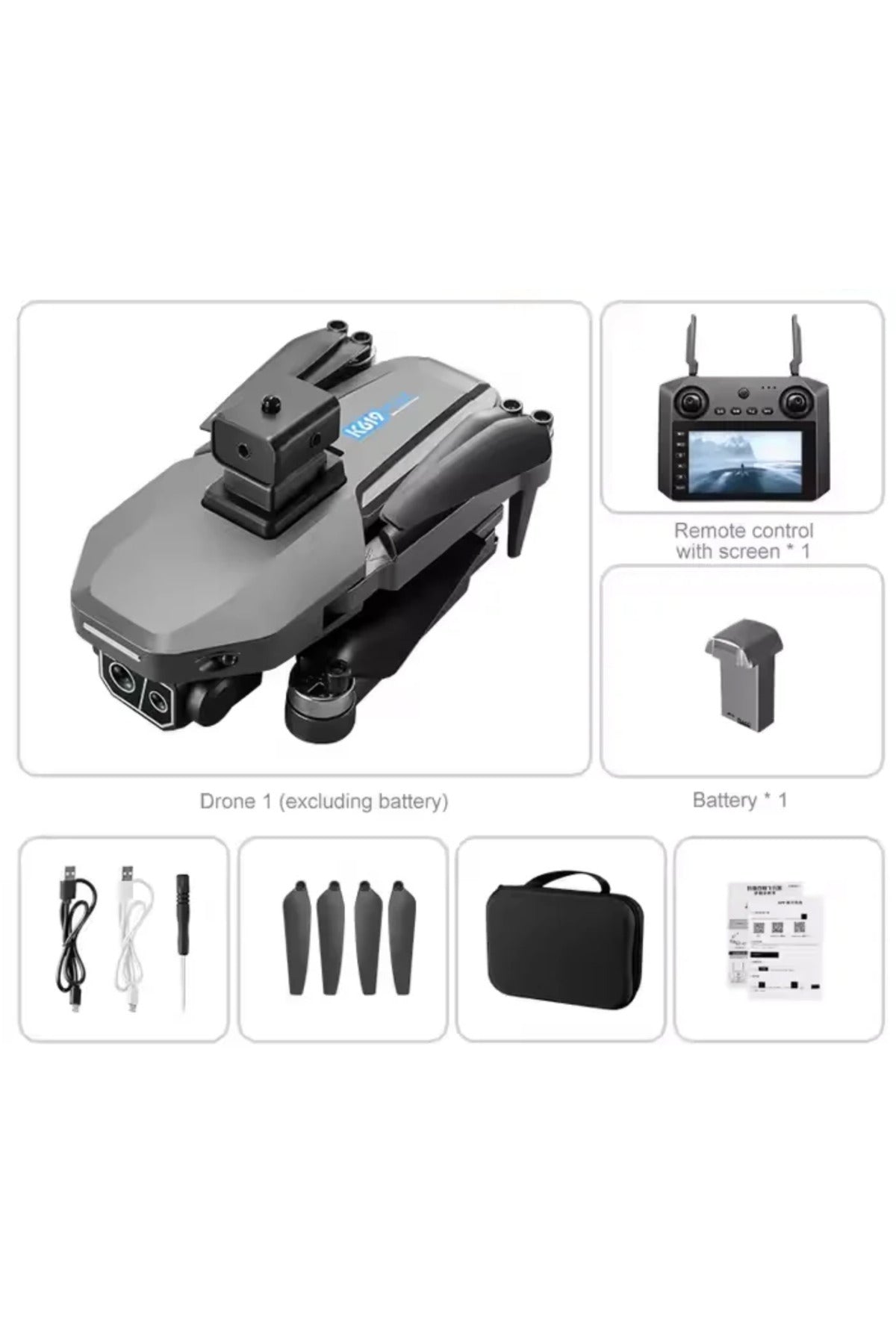 SoundWave K619 Max Uzun Menzilli Çift Kamera Gps Ekranlı Kumandalı Drone 30 Dk Uçuş