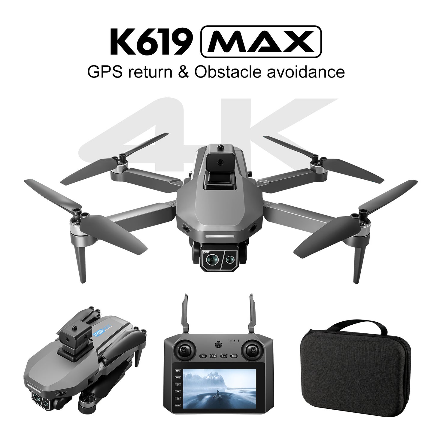 SoundWave K619 Max Uzun Menzilli Çift Kamera Gps Ekranlı Kumandalı Drone 30 Dk Uçuş